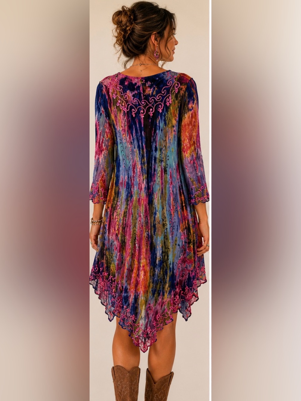 india boutique boho tie dye embroidered dress possible size xl